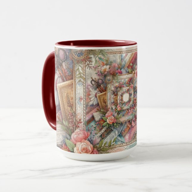Maximalist Vintage Decoupage Mug (Front Left)