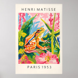 Maximalist wall art, Frog poster, Pink tropical Poster