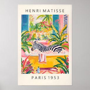 Maximalist Wall Art, Zebra In Bathtub Funny Poster