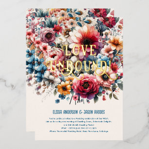 Maximalist Wedding Invitations Floral Theme GOLD