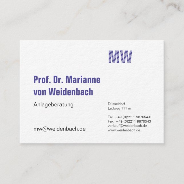 Maximally Elegant large Business Card (Front)