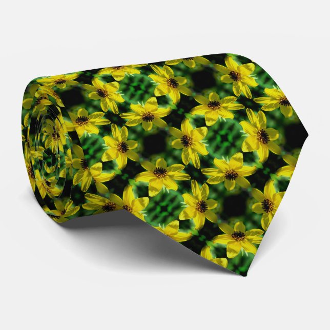 Maximilian Sunflower Floral Abstract Pattern     Tie (Rolled)