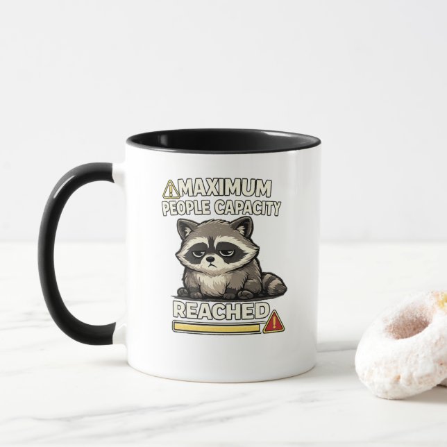 Maximum People Capacity Reached Funny Racoon  Mug (With Donut)
