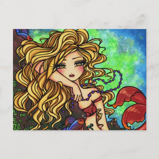 "Maxine" Mermaid Beta Fish Fantasy Art Postcard (Front)