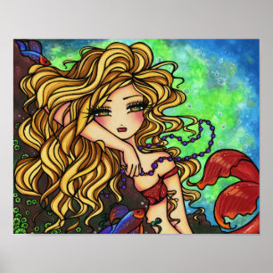 "Maxine" Mermaid Beta Fish Fantasy Fairy Art Poster