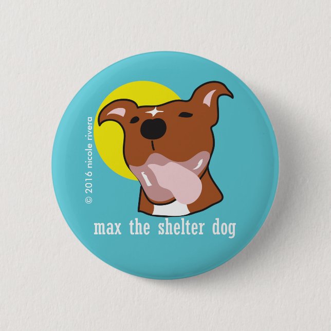 Max's Tongue Out Happy 2 1/4" Button (Front)
