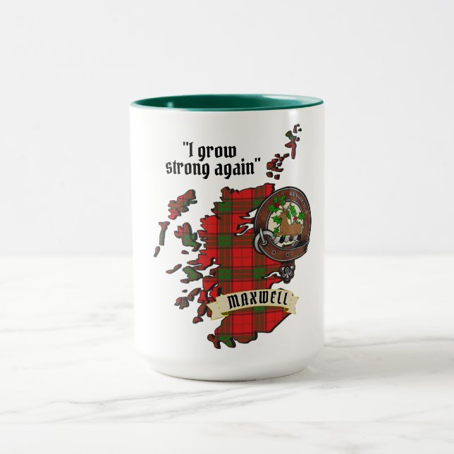 Maxwell Clan Badge & Tartan Map of Scotland Giant  Mug (Center)