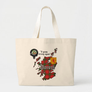 Maxwell Clan Badge  & Tartan Map of Scotland Large Tote Bag