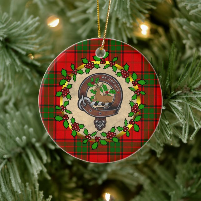 Maxwell Clan Badge & Tartan Personalised Christmas Ceramic Ornament (Tree)