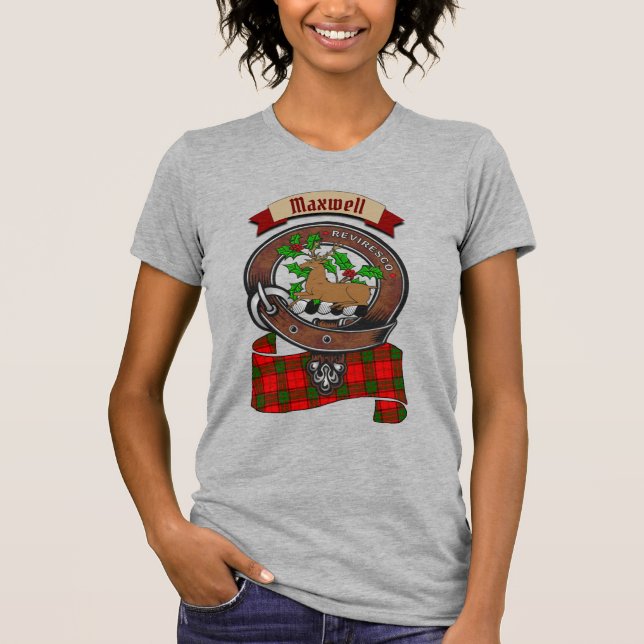 Maxwell Clan Badge & Tartan Personalised Women's  T-Shirt (Front)