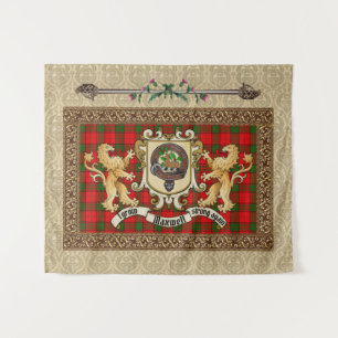 Maxwell Clan Badge & Tartan w/Lions   Tapestry