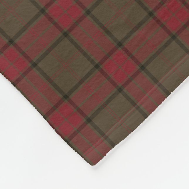 Maxwell Clan Red and Brown Hunting Tartan Fleece Blanket (Corner)
