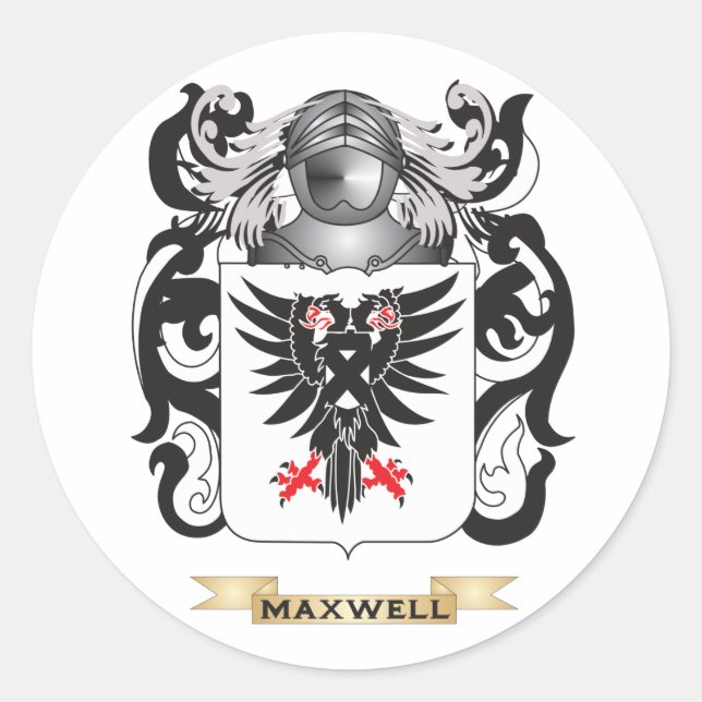 Maxwell Coat of Arms (Family Crest) Classic Round Sticker (Front)