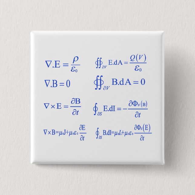 maxwell physics equation 15 cm square badge (Front)