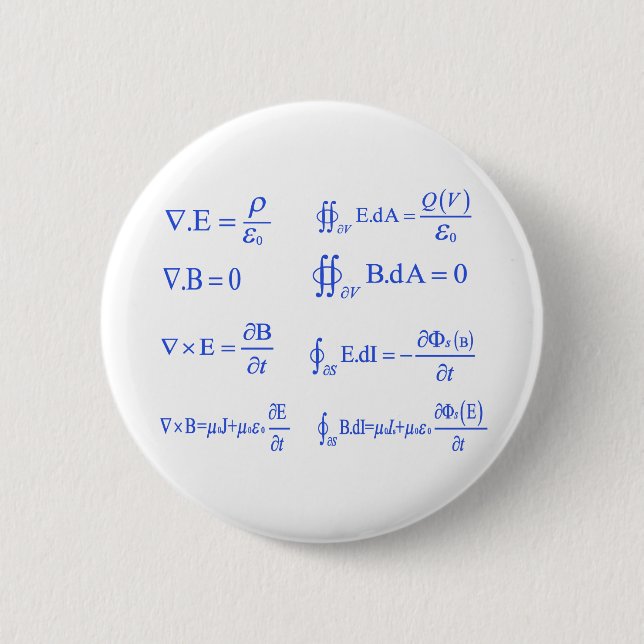 maxwell physics equation 6 cm round badge (Front)