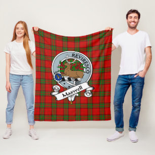 Maxwell Red Clan Badge Tartan Plaid Fleece Blanket