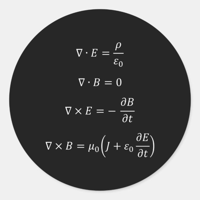 Maxwell'S Equations Classic Round Sticker (Front)