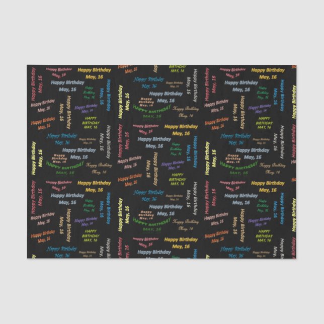 May, 16 Birthday Tissue Paper (Front)