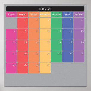 May 2023 planer calendar colour days poster
