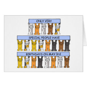May 3rd Birthday Cute Cartoon Cats