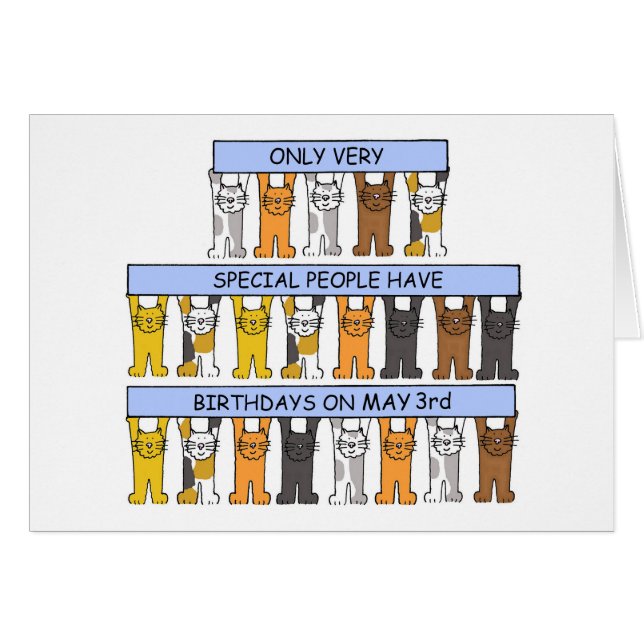 May 3rd Birthday Cute Cartoon Cats (Front Horizontal)