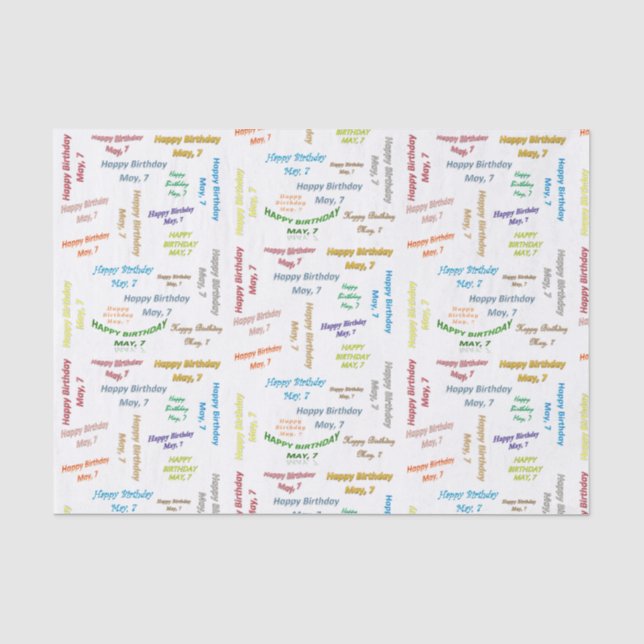 May, 7 Birthday Tissue Paper (Front)
