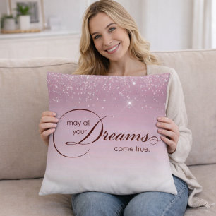 May All Your Dreams Come True Light Puple Glitter Cushion