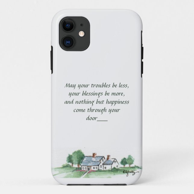 "May All Your Troubles be Less" House sketch  Case-Mate iPhone Case (Back)