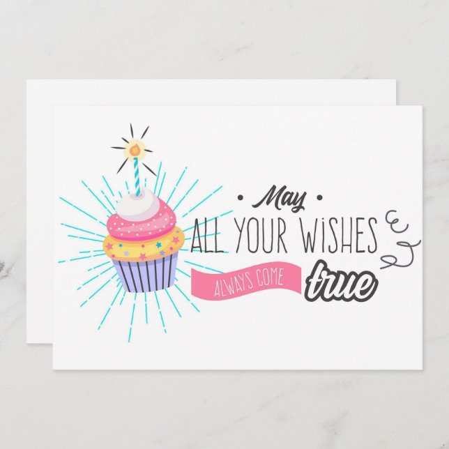 May all your wishes come true Birthday Holiday Card (Front/Back)
