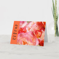 May All Your Wishes Come True! Cards Pink Roses
