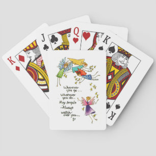 "May Angels Always Watch Over You" drawing Playing Cards
