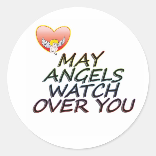 MAY ANGLES WATCH OVER YOU CLASSIC ROUND STICKER (Front)
