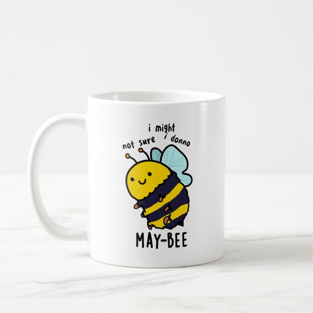 May-bee Funny Insect Bee Pun  Coffee Mug (Left)