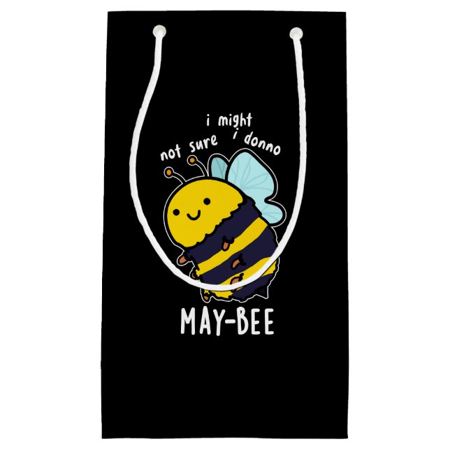 May-bee Funny Insect Bee Pun Dark BG Small Gift Bag (Front)
