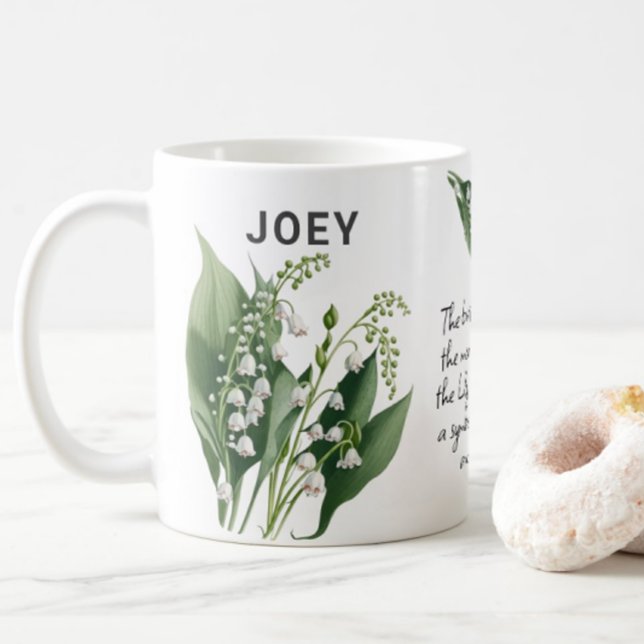 May Birth Flower Lily of the Valley Add Name Coffee Mug (Creator Uploaded)