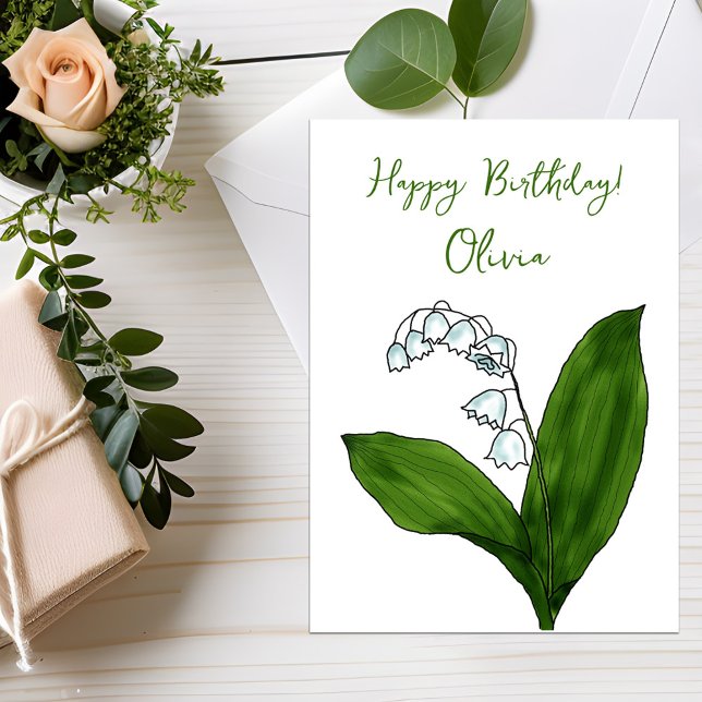 May birth flower Lily of the valley Minimalist  Holiday Card (Creator Uploaded)