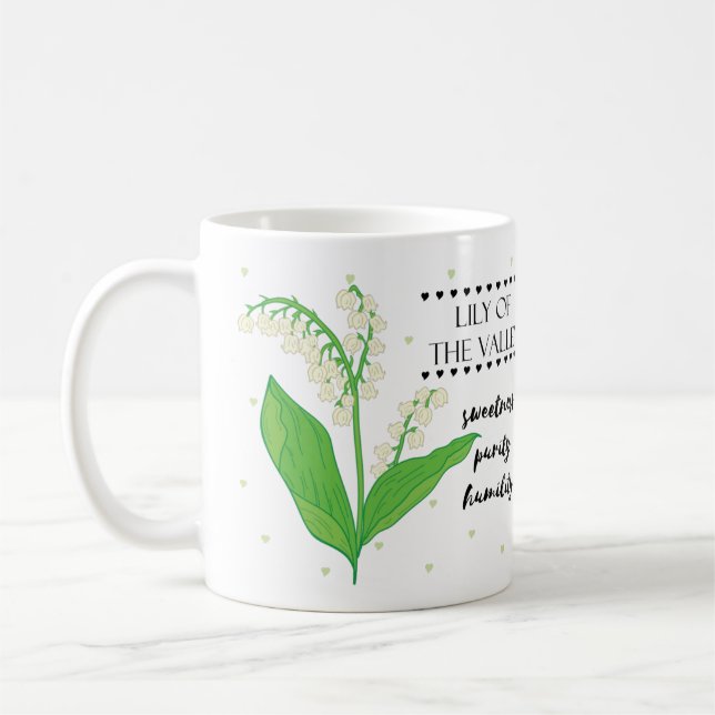 May Birth Flower Mug with Flower Meanings  (Left)