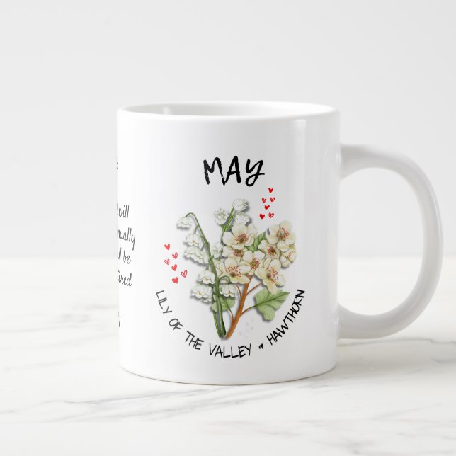 MAY Birth Month Flower Christian Custom Name Large Coffee Mug (Right)