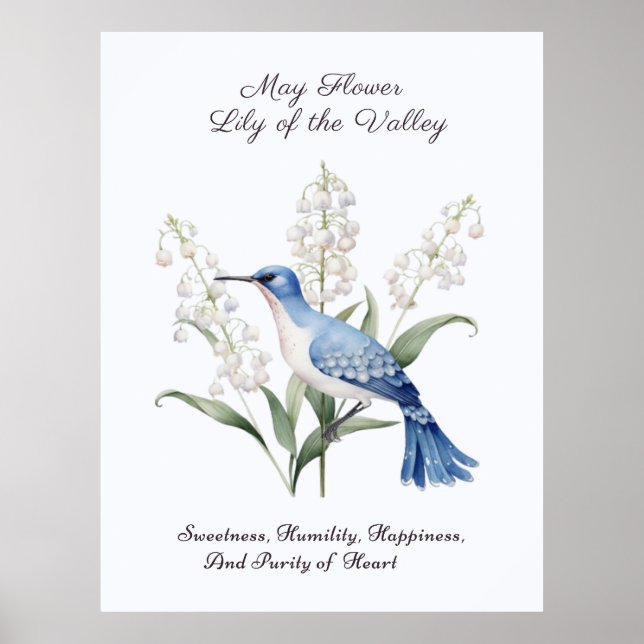 May Birth Month Flower Lily of the Valley Birthday Poster (Front)