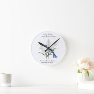 May Birth Month Flower Lily of the Valley Birthday Round Clock