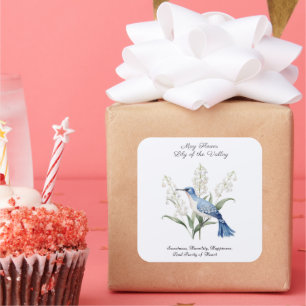 May Birth Month Flower Lily of the Valley Birthday Square Sticker
