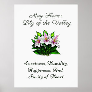 May Birth Month Flower Lily of the Valley Floral Poster
