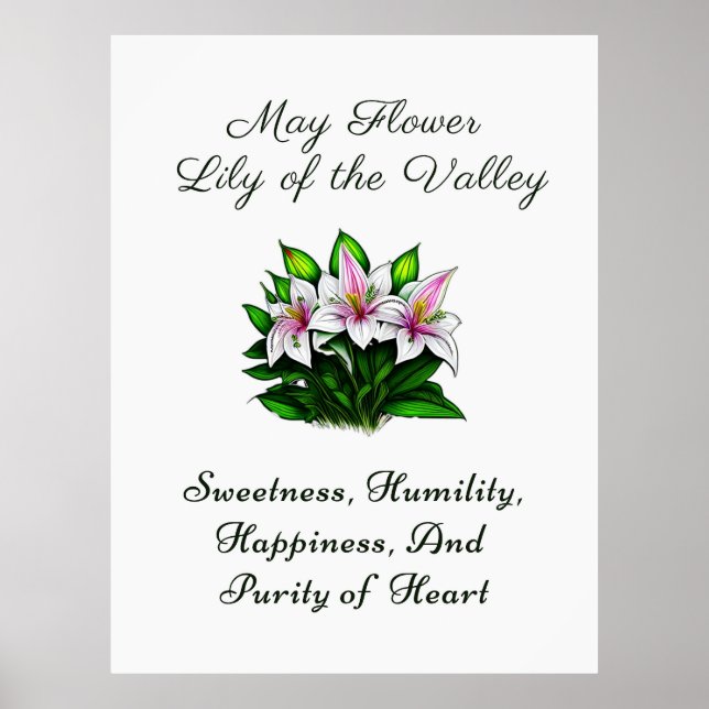 May Birth Month Flower Lily of the Valley Floral Poster (Front)
