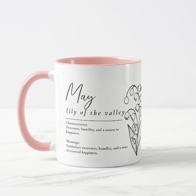 May Birth Month Flower Lily of the Valley Minimal Mug (Left)
