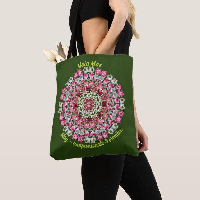 May Birth Month Flower Personalised Artsy Carryall Tote Bag (Close Up)