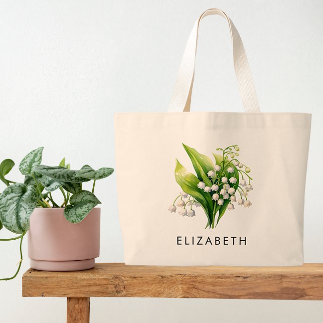May Birth Month Flower Personalised Gift for Her Large Tote Bag (Creator Uploaded)