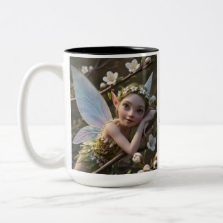 May Birth Month - Hawthorn Flower Fairy - Two-Tone Coffee Mug