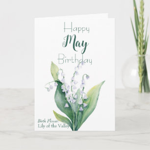 May Birthday Card, Lily of the Valley Birth Flower Card