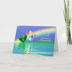 May Birthday Emerald Heart Card