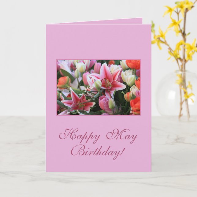 May Birthday Lily Birth Month Flower Card (Yellow Flower)